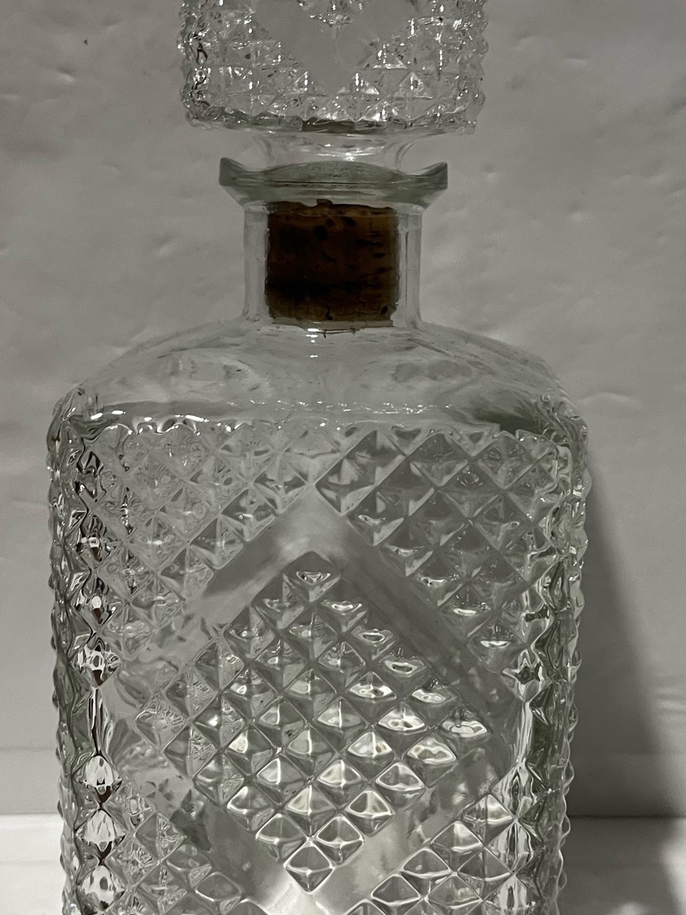 Vintage I.W. Harper Diamond Point Glass Bourbon  Decanter w/Stopper.